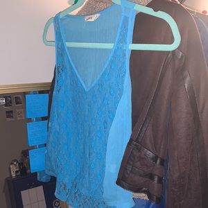 Hollister Blue Floral Sheet Tank Top